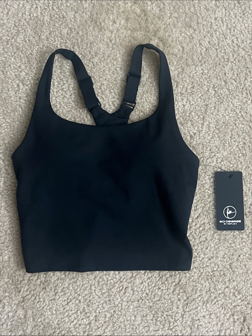 90 Degree By Reflex Black Crop Support Sports Bra